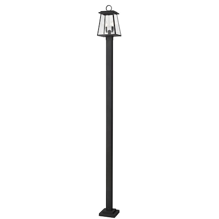 Z-Lite Broughton Outdoor Post Mounted Fixture, 2-Light, 10.25 In.W x 112.5 In.H, Black/Clear Beveled 521PHMS-536P-BK
